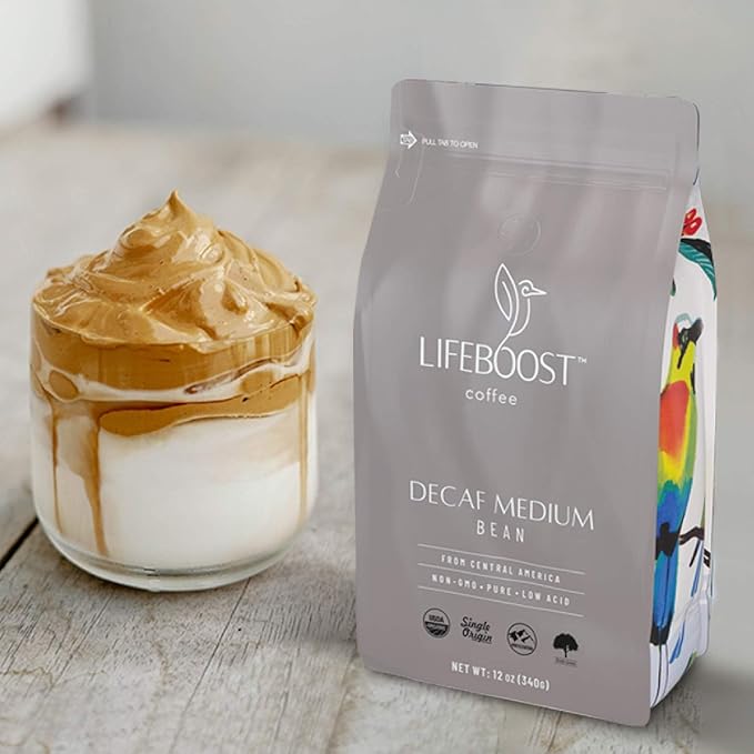Lifeboost Medium Roast Decaf Coffee Beans ??Organic Low Acid Swiss Water Decaf ??Whole Bean Coffee