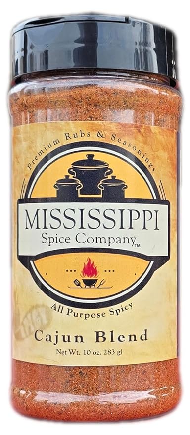 Mississippi Spice Company Premium Rubs and Seasonings, Cajun Blend, All Purpose Spicy Seasoning, 10