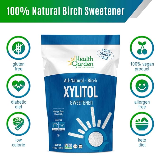 Health Garden Birch Xylitol Sweetener - 1 LB x 2 Resealable Bag - Pure Birch Xylitol - Non GMO