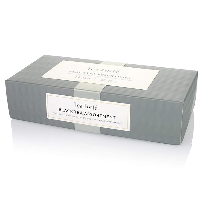 Tea Forte Assorted Black Tea Petite Presentation Box Tea Gift Set Sampler, 10 Count, 2 of Each