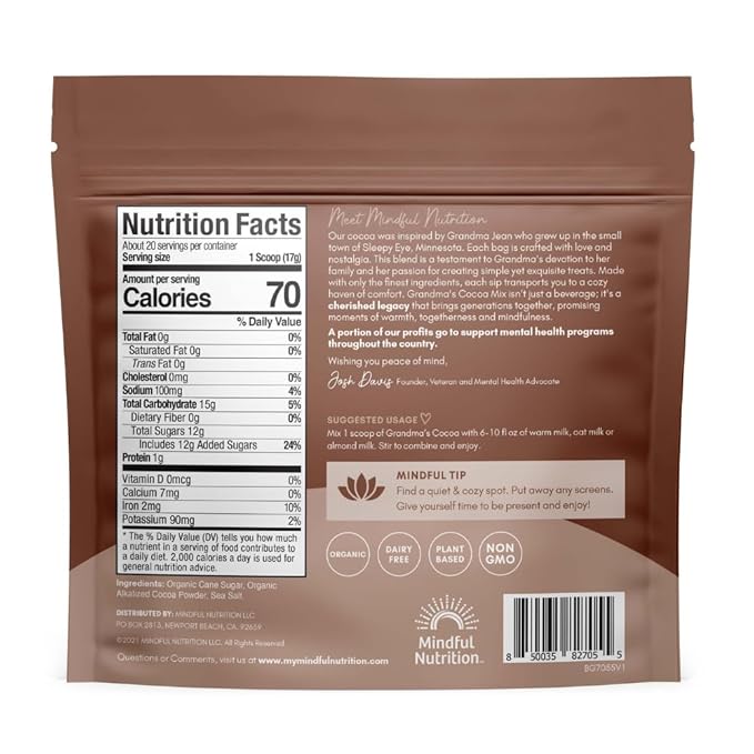 Mindful Nutrition Grandmas Organic Hot Chocolate Mix (Original)