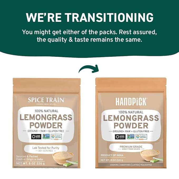 HANDPICK Lemongrass Powder (226g/8oz) Non GMO, Gluten Free, 100% Raw, Sourced from India, For