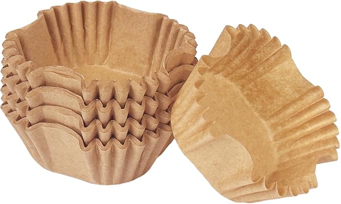 qiqee 500pcs Natural Square Cupcake Liners Muffin Linner No Smell, Food Grade Brown Baking