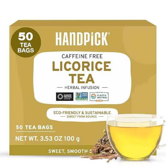 HANDPICK, Licorice Root Tea Bags (50 Count, 2g/tea bag) Licorice Tea | Non-GMO, Caffeine Free |