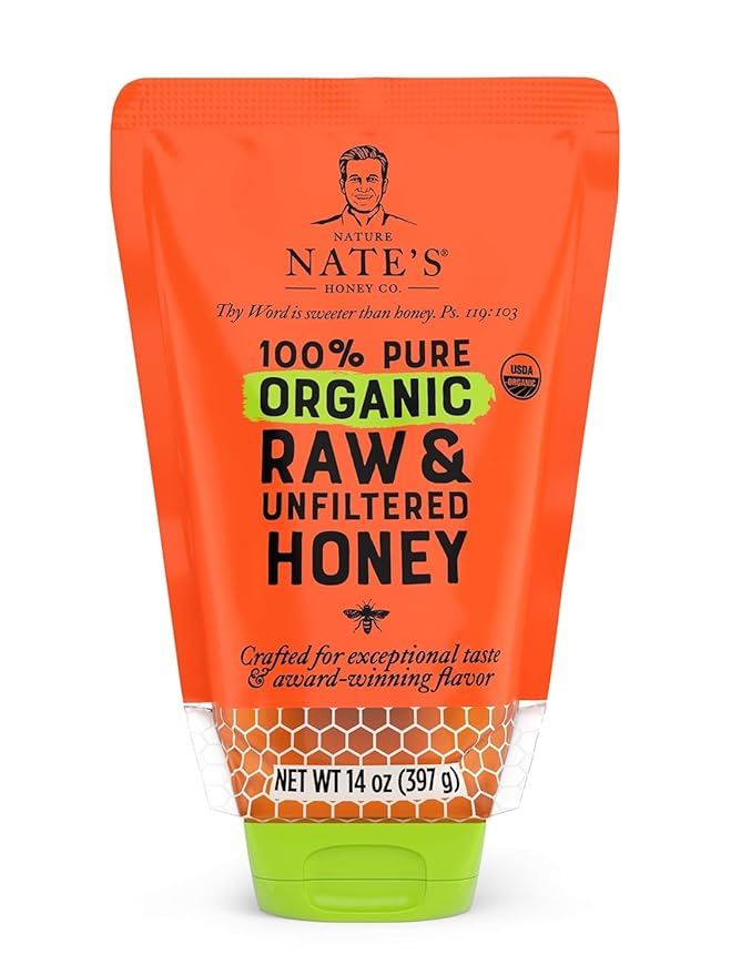 Nature Nate's 100% Pure USDA Organic Raw & Unfiltered Honey, 14 oz. No-Drip Sustainable Squeeze