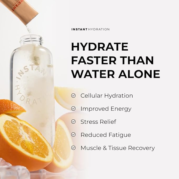Instant Hydration Electrolytes Powder Packets - Citrus Orange Drink Mix - Zero Sugar - Keto, Vegan
