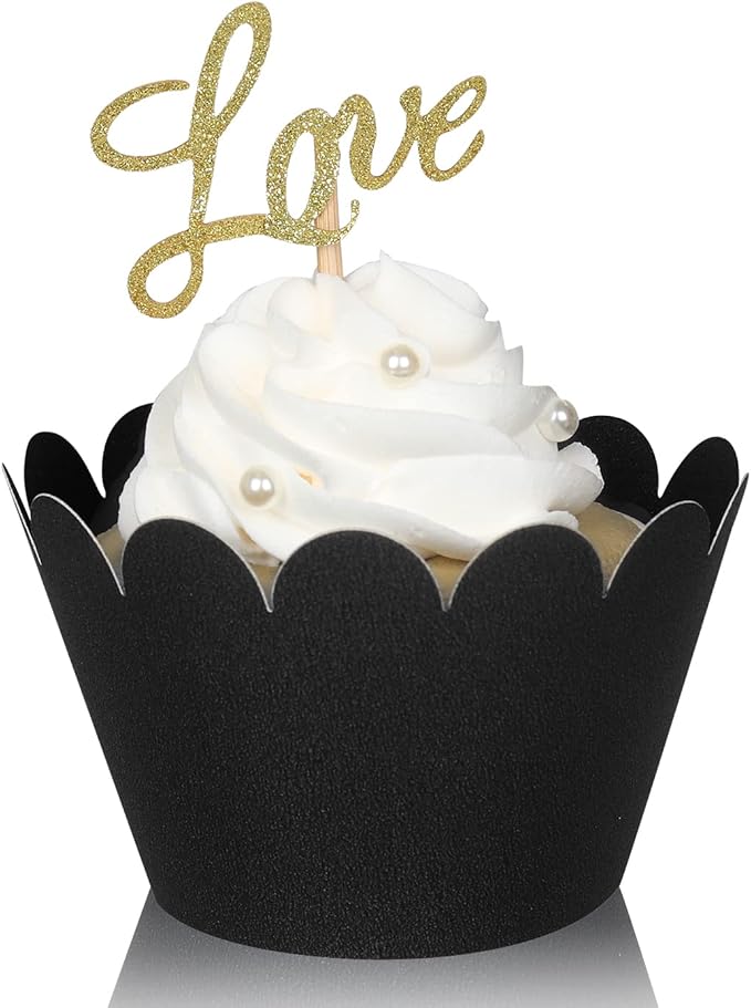 KPOSIYA Set of 100 Artistic Bake Cake Cups Filigree Little Vine Lace Laser Cut Cupcake Wrapper