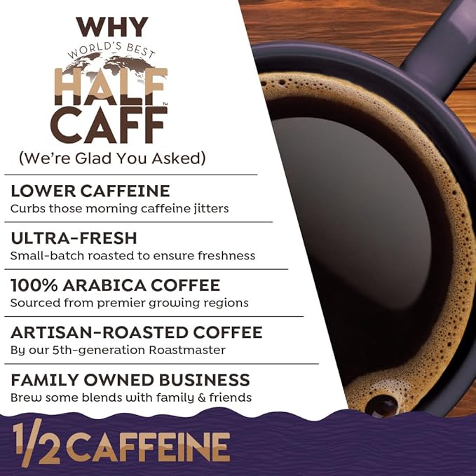 World's Best Half Caff Espresso Roast Coffee Pods, 18 ct, Dark Roast in Recyclable Single Serve