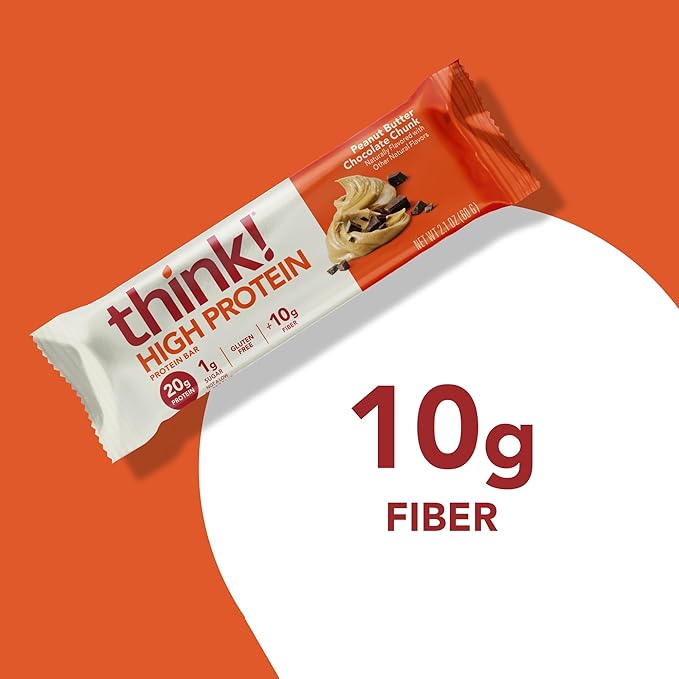 think! Protein Bars, High Protein Snacks, Gluten Free, High Fiber, Peanut Butter Chocolate Chunk