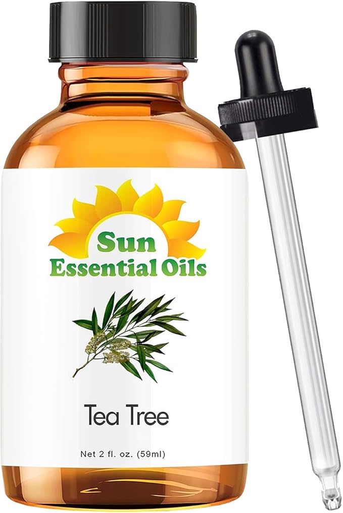 Sun Essential Oils - 2 oz Tea Tree Essential Oil for Skin, Hair, Scalp, Diffuser, Humidifier &