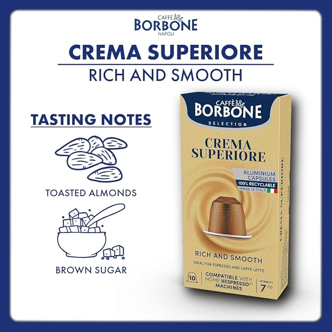 Caffe Borbone Aluminum Coffee Pods, Compatible with Nespresso Original Machines, Crema Superiore