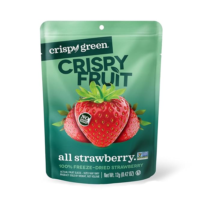 Crispy Green Natural Freeze-Dried Fruit, Strawberry Single-Serve, No Sugar Added, 0.42 Ounce (Pack