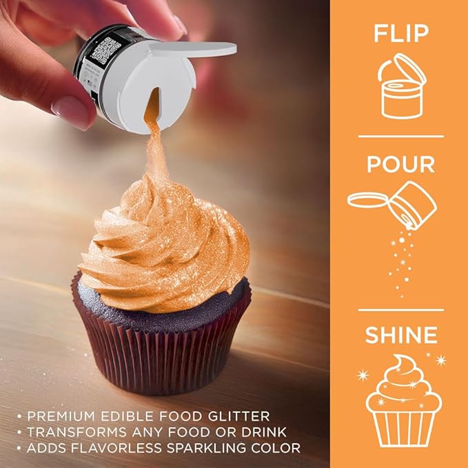 Bakell - Neon Orange Tinker Dust (5g, 1x Jar) Edible Glitter for Food, Desserts, and Beverages!