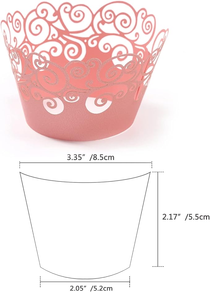 Cupcake Wrappers, KPOSIYA 100 Pack Cupcake Wraps Filigree Artistic Bake Cake Paper Cup Little Vine