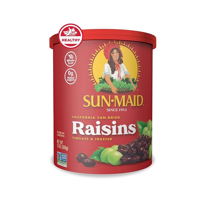Sun-Maid California Sun-Dried Raisins - 13 oz Resealable Canister - Dried Fruit Snack for Lunches