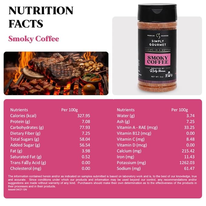 Smoky Coffee Spice 5oz | Recipe in a Bottle | Premium Blend Spice for Gourmet Cooking | No-Addition