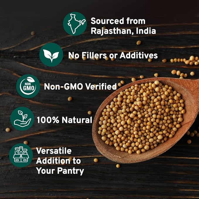 HANDPICK Yellow Mustard Seed (397g/14oz) Non GMO, Gluten Free, 100% Raw, Sourced from India, For