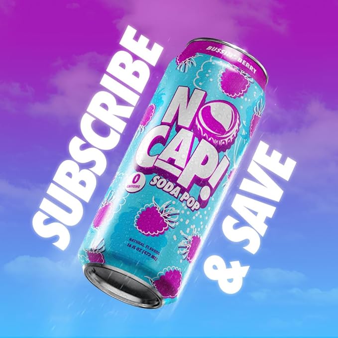 No Cap! Healthy Soda Pop Drinks, Zero Sugar, Zero Calorie, Natural Flavors, Caffeine Free, 16 Oz
