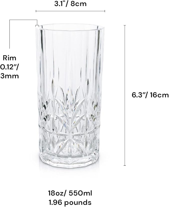 BELLAFORTE Shatterproof Tritan Plastic Tall Tumbler, Set of 4, 18oz - Myrtle Beach Drinking Glasses