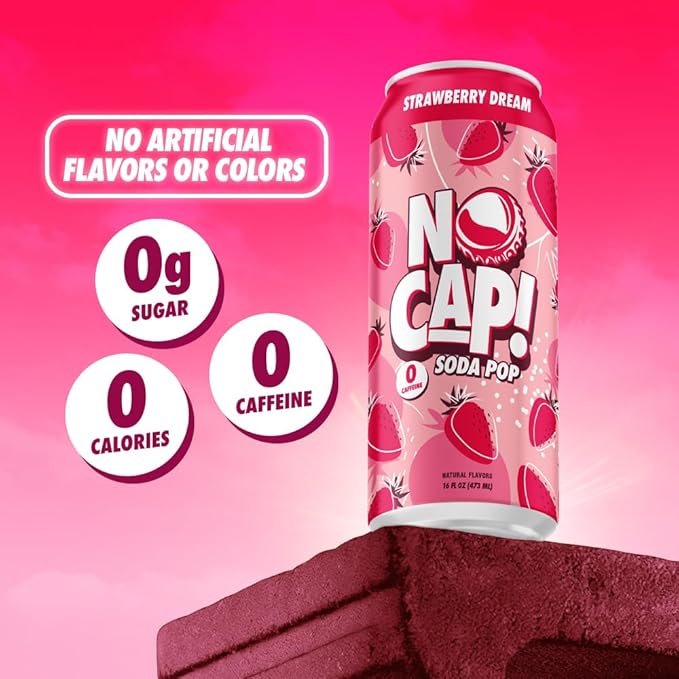 No Cap! Healthy Soda Drinks For Kids, Teenagers & Adults, Natural Flavors, Zero Sugar, Zero