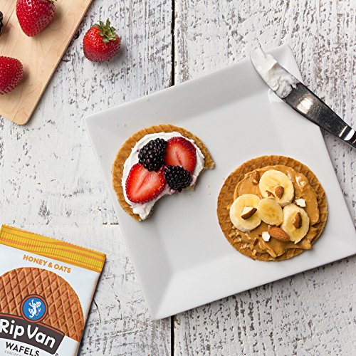 Rip Van Wafels Honey & Oats Stroopwafels - Healthy Snacks - Non GMO Snack - Keto Friendly - Office