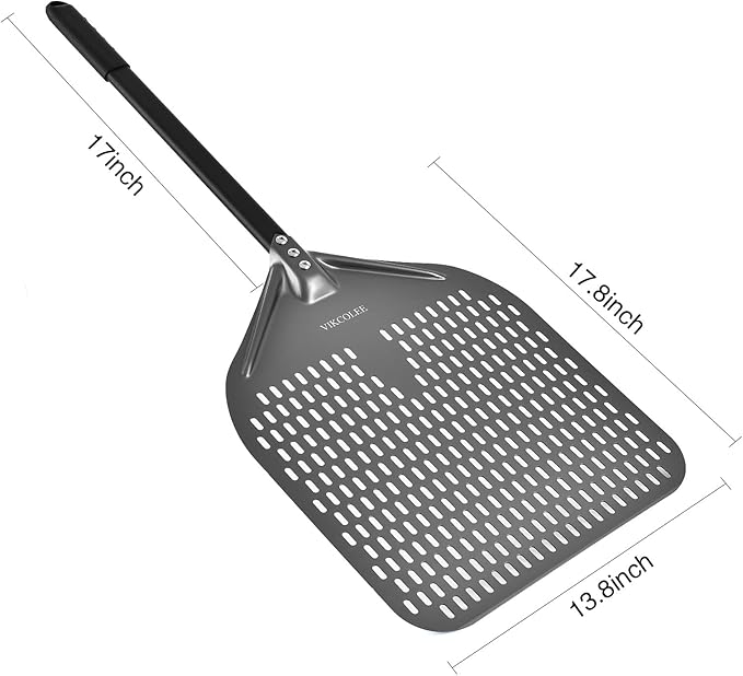 Perforated Pizza Peel, 14 x 16 Inch Rectangular Pizza Turning Peel, Professional Anodized Aluminum