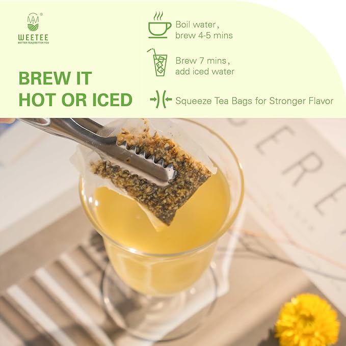 WT WEETEE Lemon Ginger Decaf Green Tea Bags 50 Counts, Made of Decaffeinated Green Tea, Ginger &