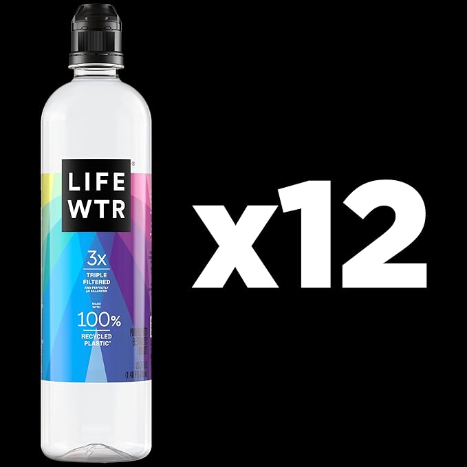 LIFEWTR Premium Purified Water, pH Balanced with Electrolytes, 100% recycled plastic bottles, 23.7