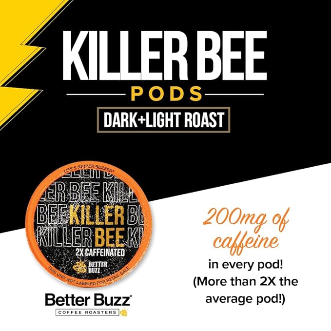 Better Buzz Killer Bee Super Caffeinated Dark Roast Light Roast Blend 12ct., California Solar