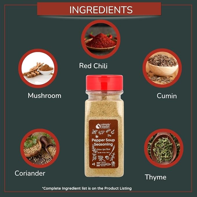 USimplySeason Pepper Soup Spice (4.8 oz) - African-Inspired Seasoning Blend - Vegan, Non-GMO