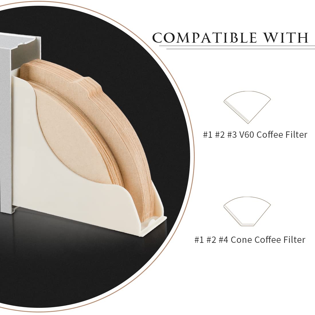 Cone Coffee Filter Holder Storage - Frosted Silver Pour Over Coffee Paper Filter Holders Container