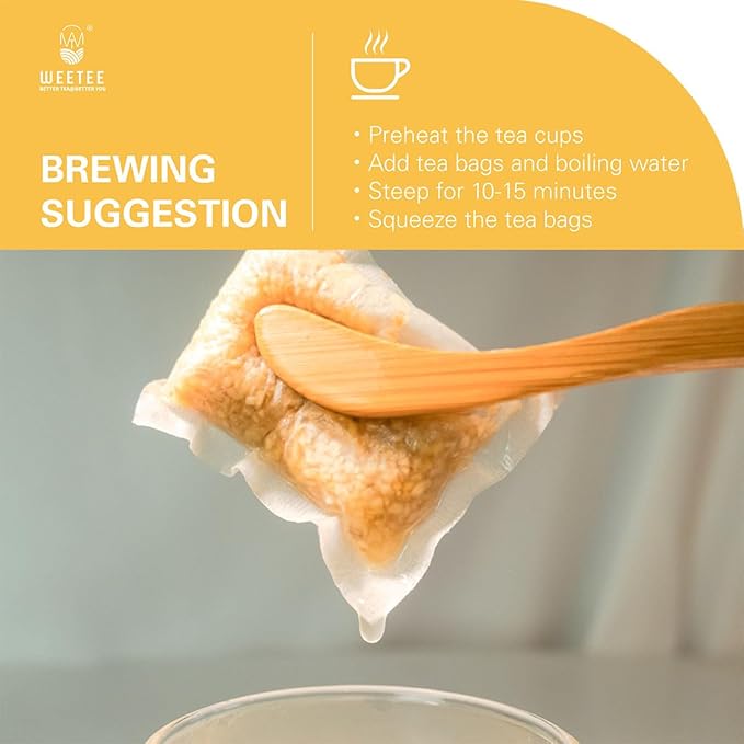WT WEETEE Organic Ginger Tea Bags, 100% Pure Ginger Root Tea 100 Count, Caffeine Free, No Spices