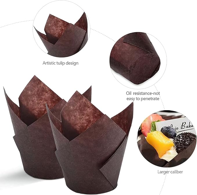 200PACK Tulip Baking Paper Cups Cupcake Liners Baking Cups Muffin Wrappers Greaseproof Paper