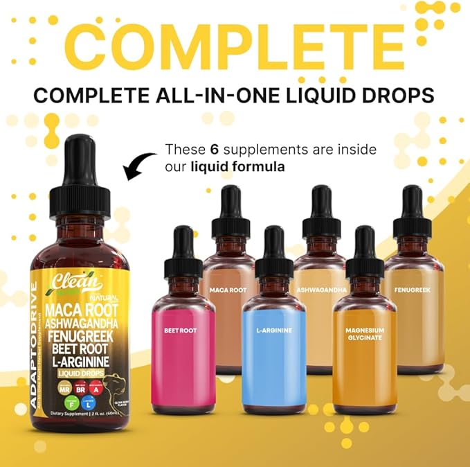 Clean Nutra Organic Maca Root Liquid Drops with Ashwagandha, Fenugreek, Beet Root and L-Arginine