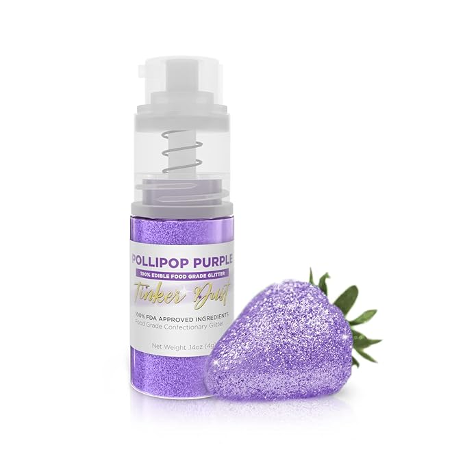 Bakell - Pollipop Purple Tinker Dust (4g, 1x Mini Spray Pump) Edible Glitter for Food, Desserts