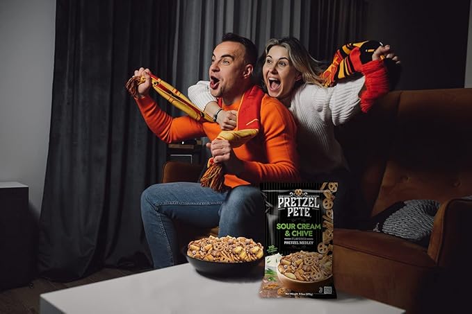Pretzel Pete Sour Cream Chive Seasoned Pretzel Medley, Nut-Free and Sesame-Free Snack, Small Batch