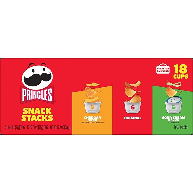 Pringles Potato Crisps Chips, Lunch Snacks, Office and Kids Snacks, Snack Packs, Variety Pack