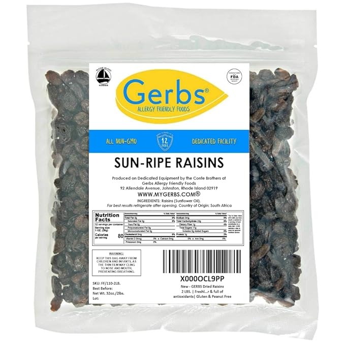 Gerbs Dried Raisins 2 lbs. | Unsulfured, No Additives, Resealable Bag | Naturally Sweet & Plump |