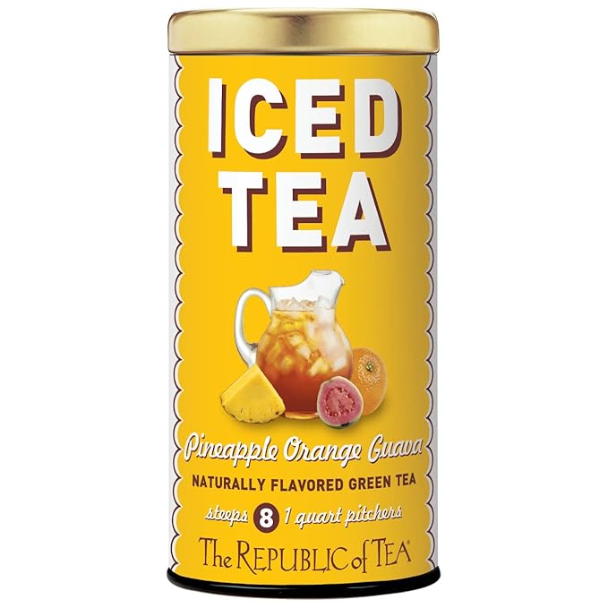 The Republic of Tea – Pineapple Orange Guava Iced Green Tea, 8 Large Quart-Sized Iced Tea Pouches