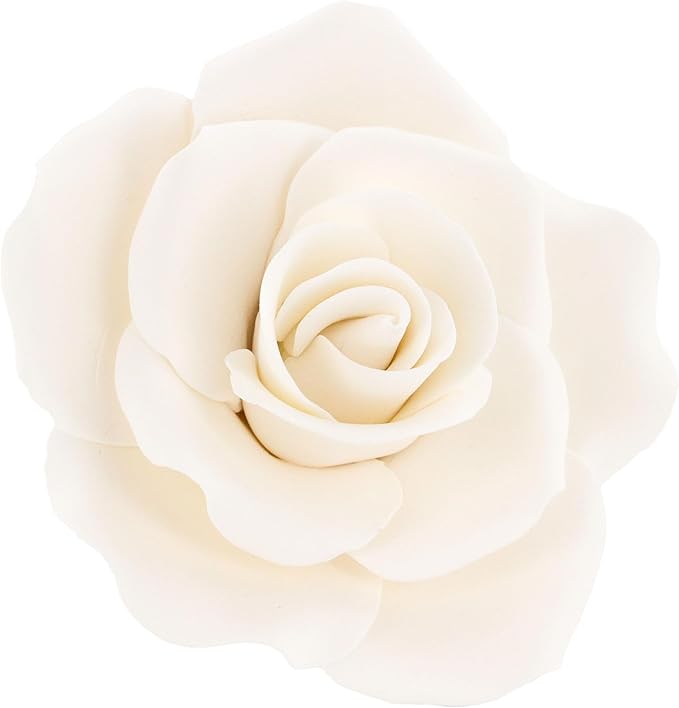 Global Sugar Art Rose Sugar Cake Flowers Jumbo White, 1 Count by Chef Alan Tetreault