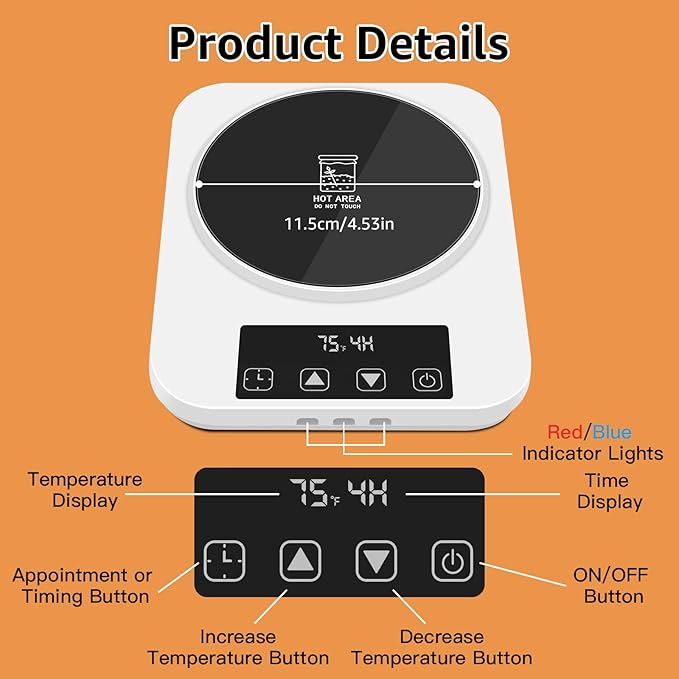 Sourdough Starter Warmer with Memory Function– 1°F Precision Temperature Control (70–100°F), Auto