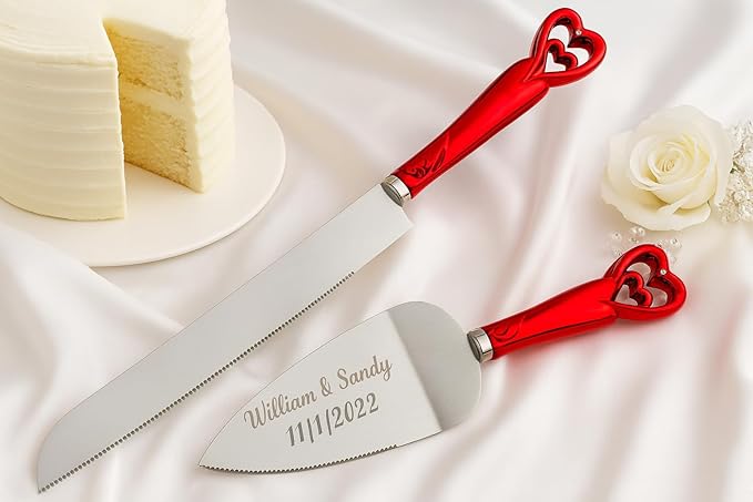 GIFTS INFINITY Personalized Wedding Cake Knife and Server Set Free Engraving - Valentine's