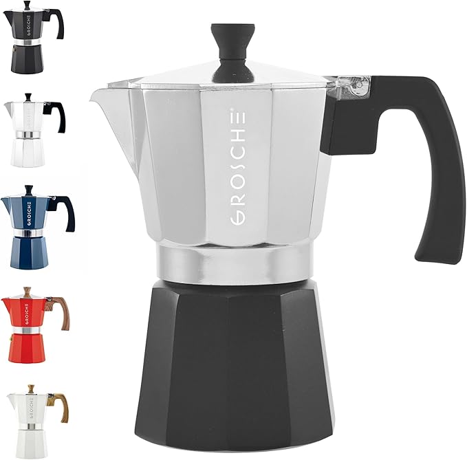 GROSCHE Milano Stovetop Espresso Maker Moka Pot Cuban Coffee Maker Stovetop Coffee Maker Moka