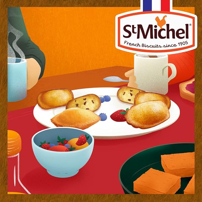 St Michel Chocolate Chip Madeleines French Sponge Cakes Made In France, Pack of 2 (250g each)