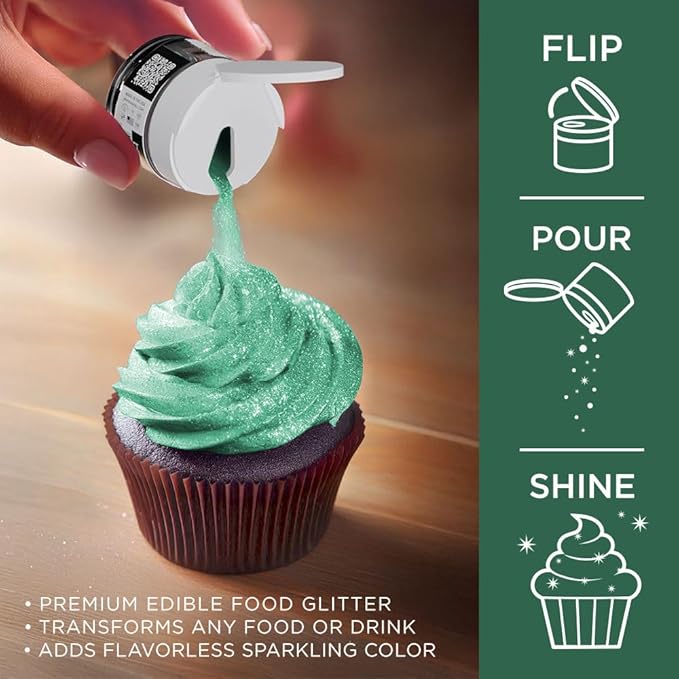 Bakell - Emerald Green Tinker Dust (5g, 1x Jar) Edible Glitter for Food, Desserts, and Beverages!