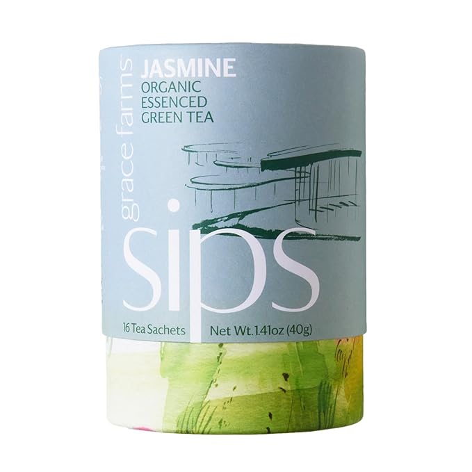 Grace Farms Organic JASMINE Green Tea (16 Pyramid Sachets) | Fragrant and Sweet | Fairtrade and