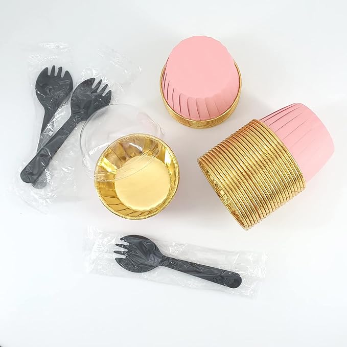 Cupcake Liners for Baking 100Pack,Free-Air 3.5Oz Foil Baking Cups with Dome Lids,Disposable Muffin