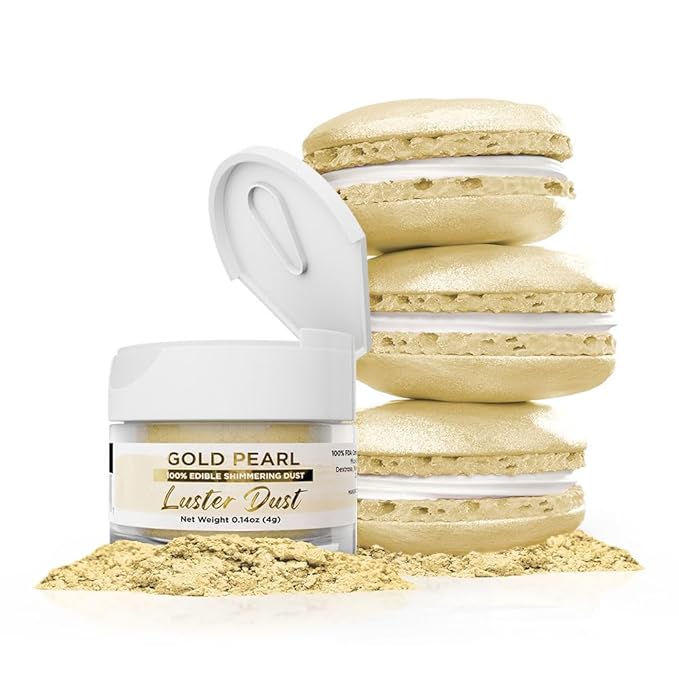 Luster Dust - Gold Pearl (4g 1x Jar) | Edible Vegan Dust & Paint for Cake Decorating, Ice Cream