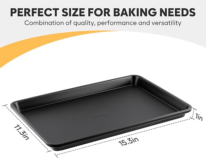 Cookie Sheet for Baking, Ceramic Baking Sheet Jelly Roll Pan, Thicker Carbon Steel Baking Sheet Non