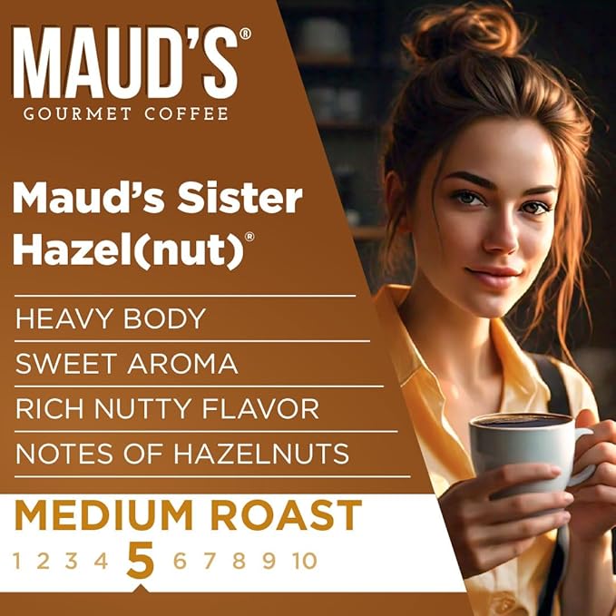 Maud's Sweet Hazelnut Flavored Instant Coffee, 52 ct, 100% Arabica Coffee, Medium Roast, Instant